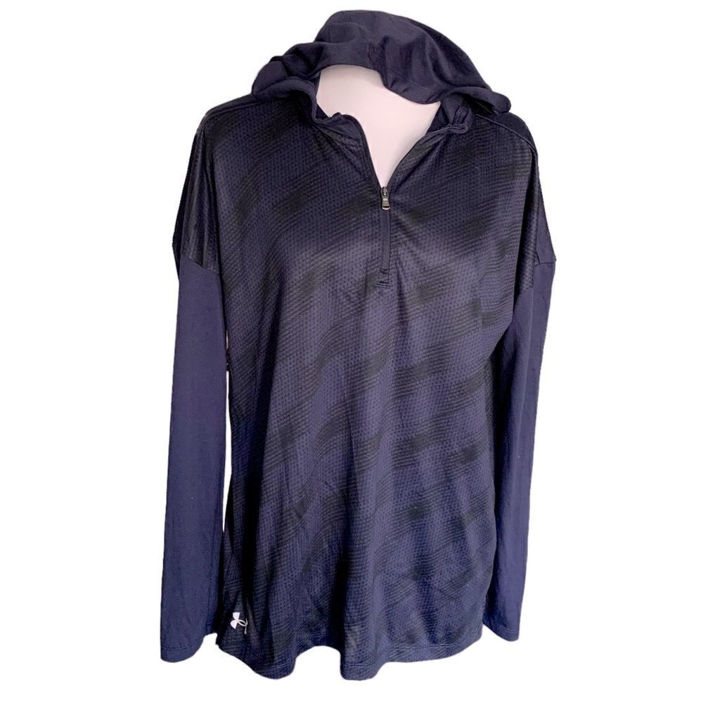 Under Armour Locker Emboss 1/4 Zip Hoodie Lightweight Loose Fit Sz M - Picture 1 of 7
